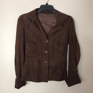 Ladies brown bottom down leather top size small